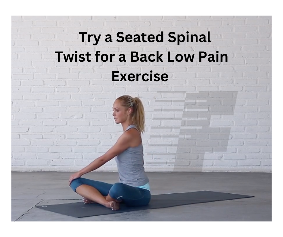 Try a seated spinal twist for a Back Pain Exercise